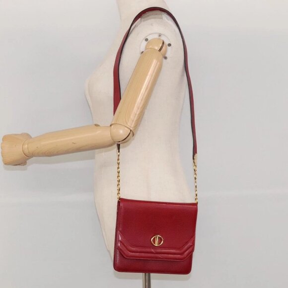 Christian Dior Shoulder Bag Leather Gold Red Auth - Picture 15 of 16
